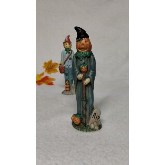 Vintage Haunted Haven Pencil Halloween Scarecrow & Pumpkin‎ Figurines - Picture 3 of 11